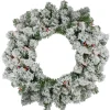 Pre-Lit Heavily Flocked Pine Artificial Christmas Wreath - 24-Inch, Multi-Color Lights