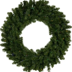 Pre-Lit Led Canadian Pine Artificial Christmas Wreath, 30-Inch, Multicolor Lights