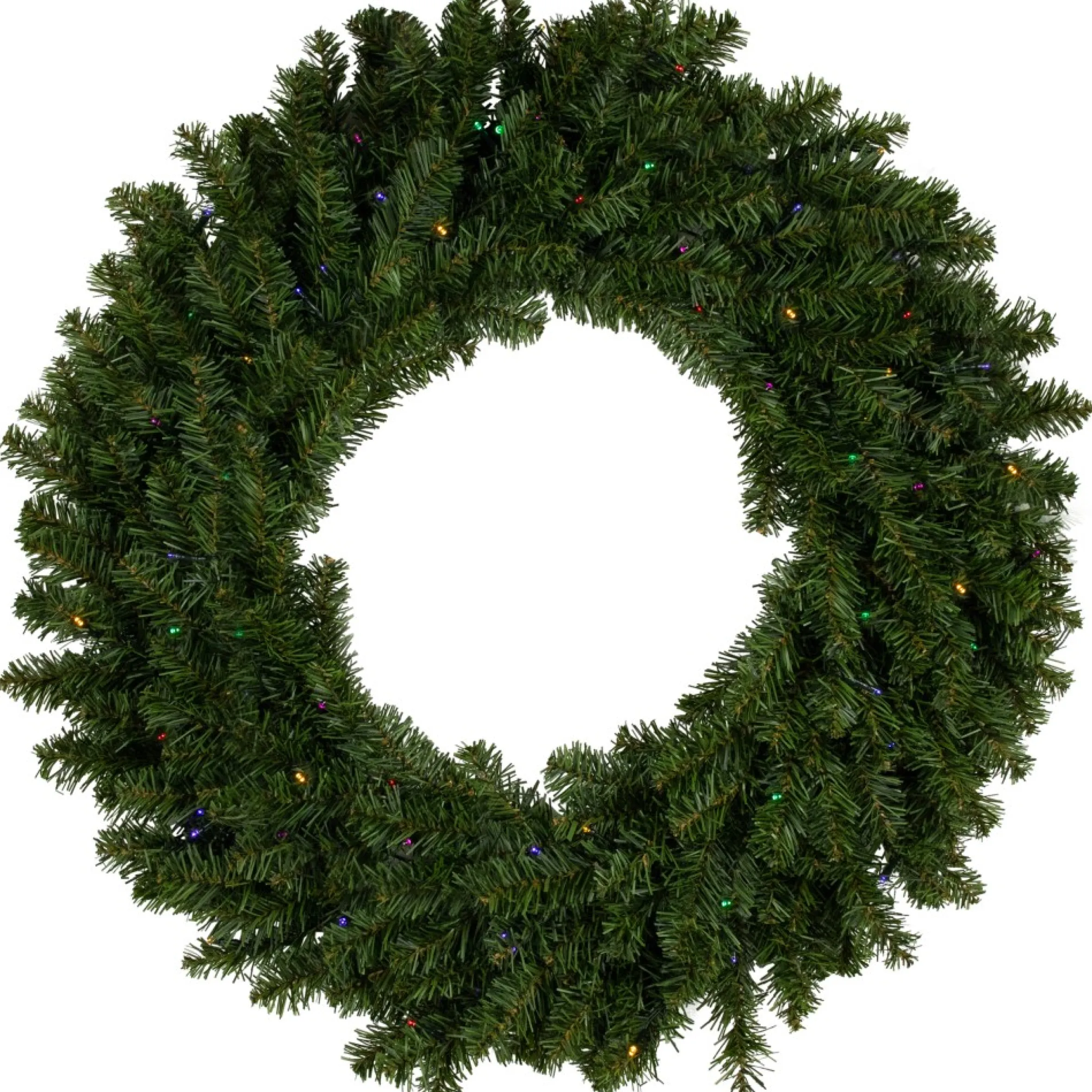 Pre-Lit Led Canadian Pine Artificial Christmas Wreath, 30-Inch, Multicolor Lights