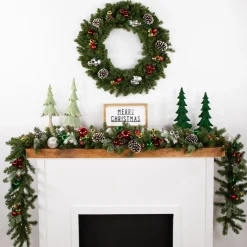 Pre-Lit Led Canadian Pine Artificial Christmas Wreath, 30-Inch, Multicolor Lights