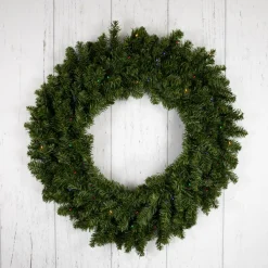 Pre-Lit Led Canadian Pine Artificial Christmas Wreath, 30-Inch, Multicolor Lights