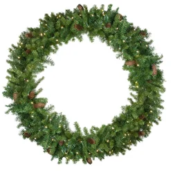 Pre-Lit Led Dakota Red Pine Artificial Christmas Wreath - 48-Inch, Warm White Lights