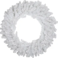 Pre-Lit Led White Canadian Pine Artificial Christmas Wreath, 30-Inch, Clear Lights
