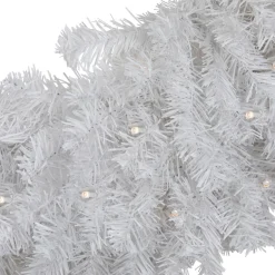 Pre-Lit Led White Canadian Pine Artificial Christmas Wreath, 30-Inch, Clear Lights