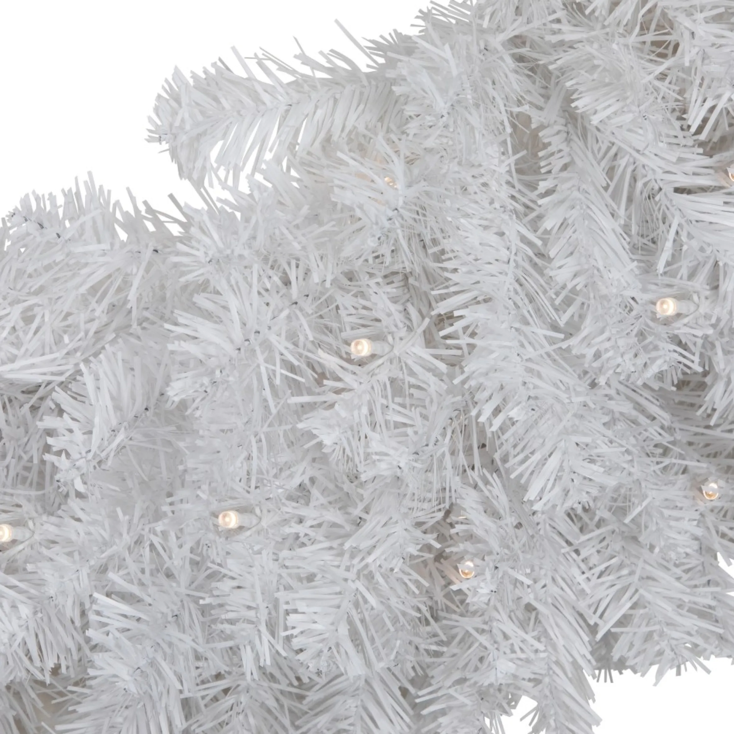 Pre-Lit Led White Canadian Pine Artificial Christmas Wreath, 30-Inch, Clear Lights