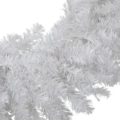 Pre-Lit Led White Canadian Pine Artificial Christmas Wreath, 30-Inch, Clear Lights
