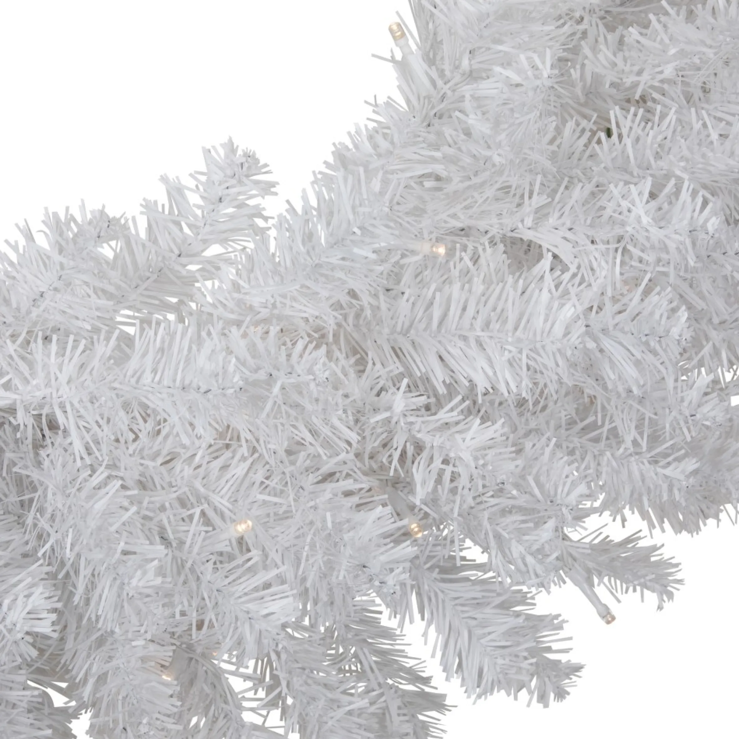 Pre-Lit Led White Canadian Pine Artificial Christmas Wreath, 30-Inch, Clear Lights