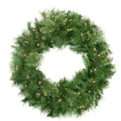 Pre-Lit Mixed Cashmere Pine Artificial Christmas Wreath - 24-Inch, Clear Lights