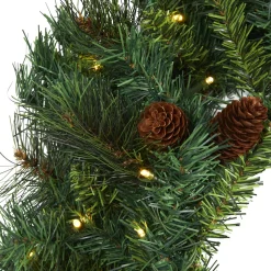 Pre-Lit Mixed Pine And Pinecone Artificial Christmas Wreath, 20-Inch, Clear Leds