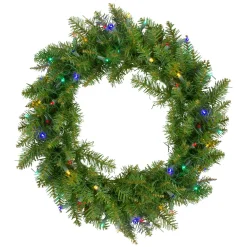 24" Pre-Lit Northern Pine Artificial Multi-Color Led Lights Christmas Wreath