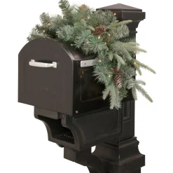 36" Pre-Lit Pine Cone And Artificial Mixed Pine Christmas Mailbox Swag