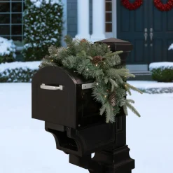 36" Pre-Lit Pine Cone And Artificial Mixed Pine Christmas Mailbox Swag