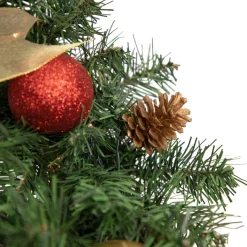Pre-Lit Pine Cone And Gifts Artificial Christmas Wreath, 24-Inch, Warm Clear Led Lights