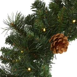 Pre-Lit Pinecone Artificial Christmas Wreath, 20-Inch, Warm Clear Lights