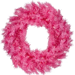 24" Pre-Lit Pink Spruce Artificial Christmas Wreath, Pink Lights