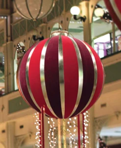 60" Pre-Lit Red And Gold Inflatable Commercial Outdoor Christmas Ball Ornament