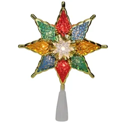 8" Pre-Lit Red And Green Crystal 8-Point Star Christmas Tree Topper - Clear Lights