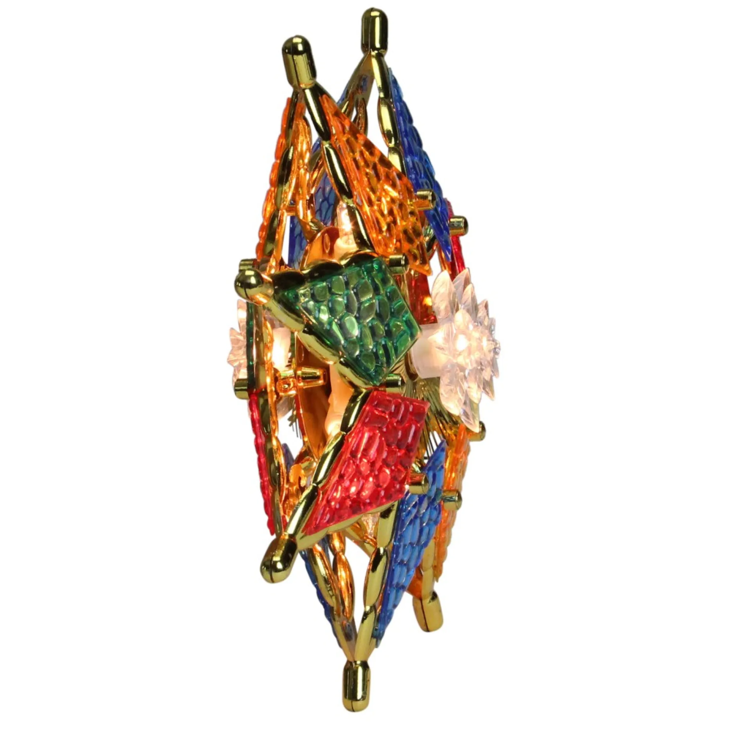 8" Pre-Lit Red And Green Crystal 8-Point Star Christmas Tree Topper - Clear Lights
