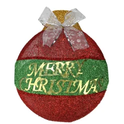 17.25" Pre-Lit Red And Green Led 'Merry Christmas' Wall Hanging Ornament
