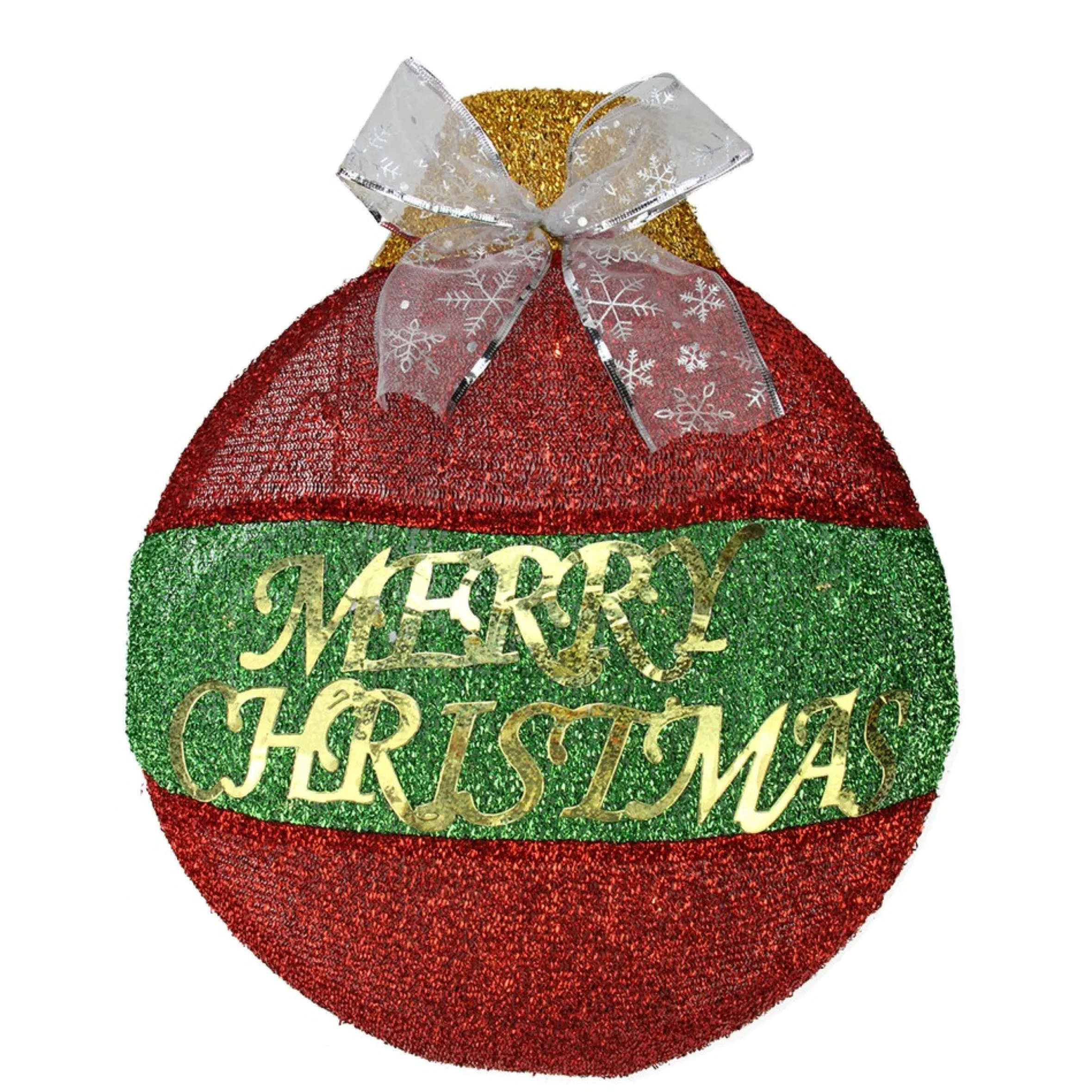 17.25" Pre-Lit Red And Green Led 'Merry Christmas' Wall Hanging Ornament