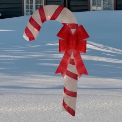 72" Pre-Lit Red And White Glitter Candy Cane Christmas Outdoor Decoration