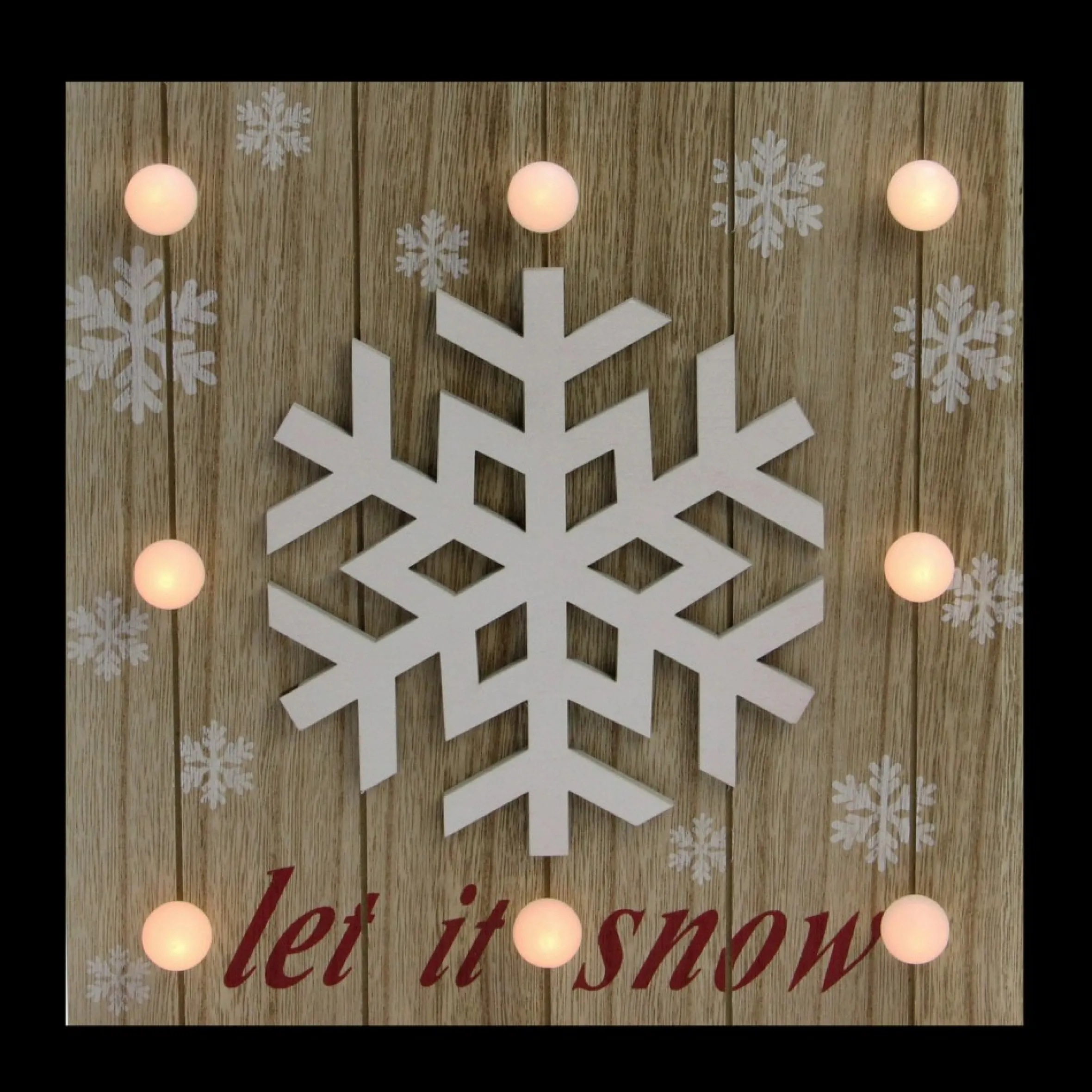 10.25" Pre-Lit Red And White 'Let It Snow' Snowflake Wall Decor