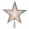 9" Pre-Lit Silver And Clear Crystal 5 Point Star Christmas Tree Topper - Clear Lights