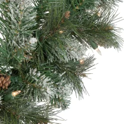 Pre-Lit Snow Valley Pine Artificial Christmas Wreath, 24-Inch, Clear Lights