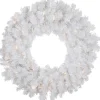 Pre-Lit Snow White Artificial Christmas Wreath, 24-Inch, Clear Lights