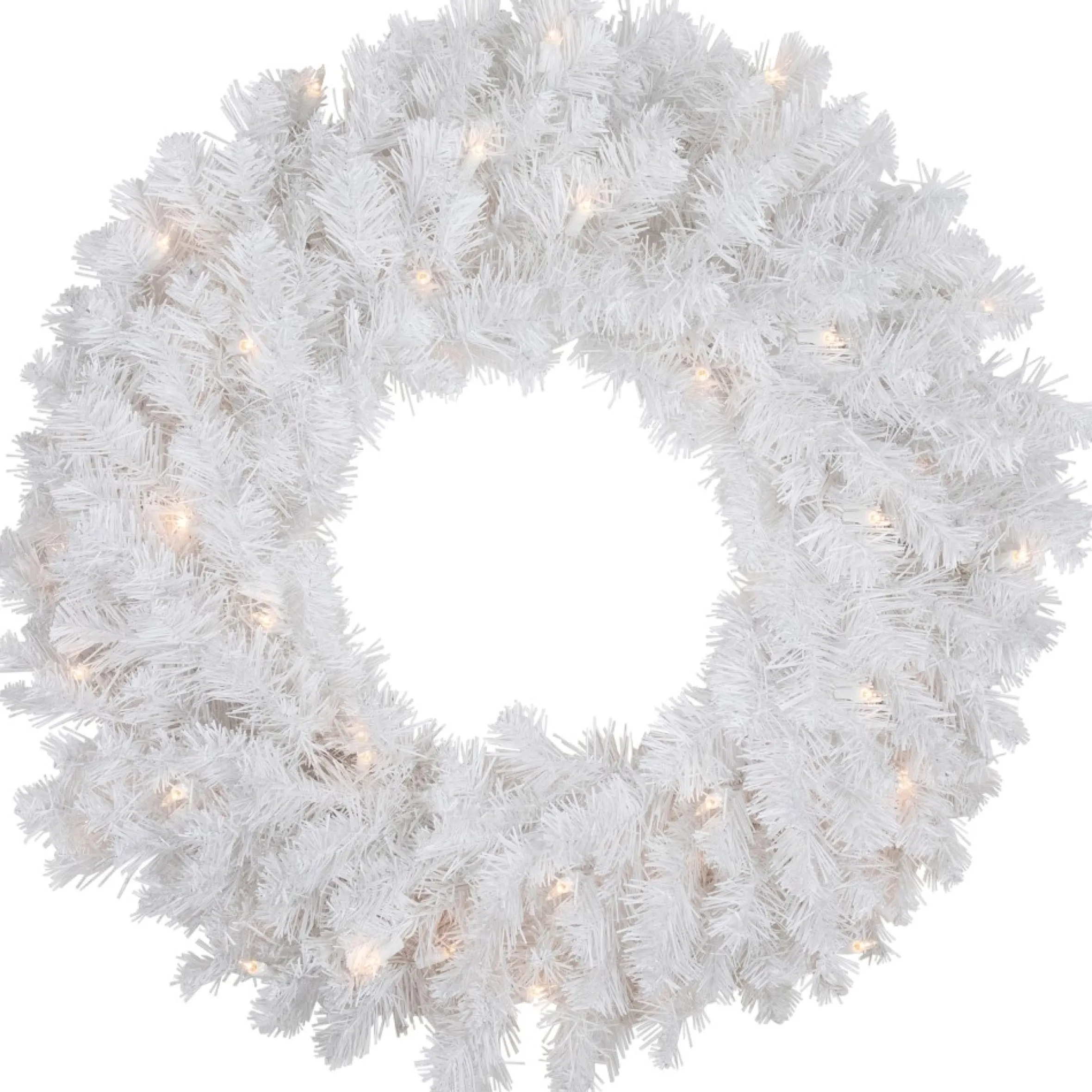 Pre-Lit Snow White Artificial Christmas Wreath, 24-Inch, Clear Lights