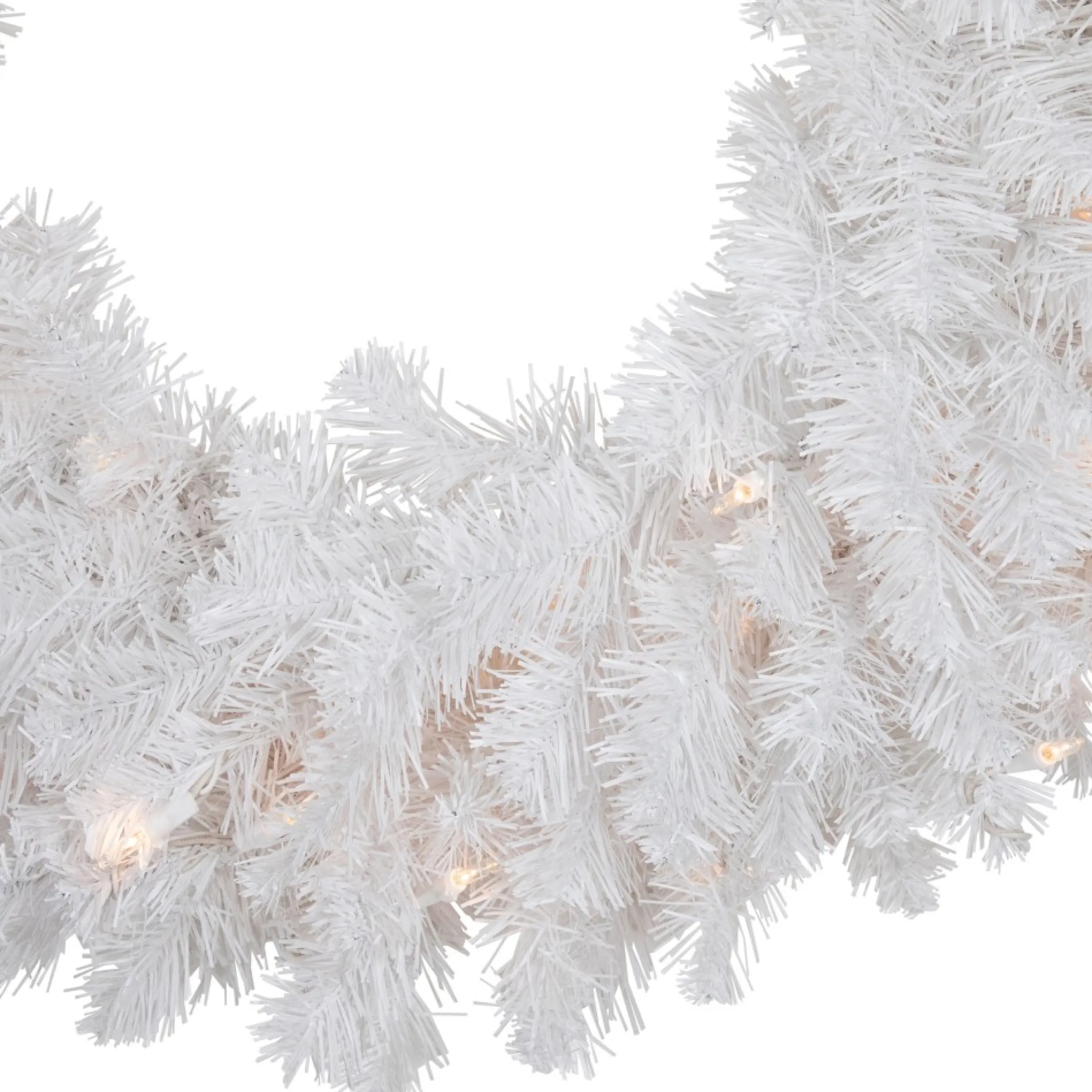Pre-Lit Snow White Artificial Christmas Wreath, 24-Inch, Clear Lights