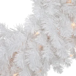 Pre-Lit Snow White Artificial Christmas Wreath, 24-Inch, Clear Lights