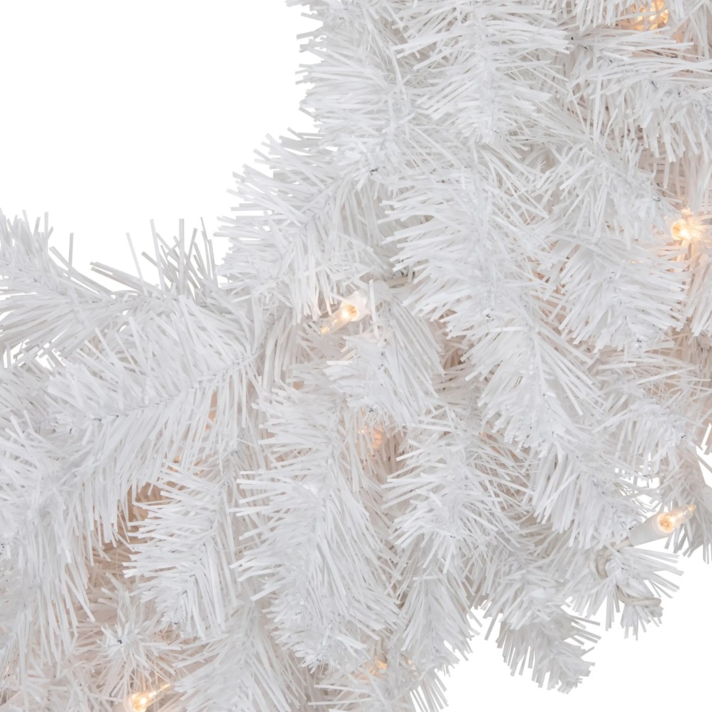 Pre-Lit Snow White Artificial Christmas Wreath, 24-Inch, Clear Lights