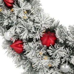 Pre-Lit Snowy Bristle Pine Artificial Christmas Wreath, 30-Inch, Warm White Lights
