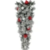 3' Pre-Lit Snowy Bristle Pine Artificial Christmas Swag, Warm White Led Lights