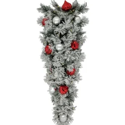 3' Pre-Lit Snowy Bristle Pine Artificial Christmas Swag, Warm White Led Lights