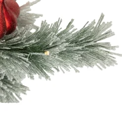 3' Pre-Lit Snowy Bristle Pine Artificial Christmas Swag, Warm White Led Lights