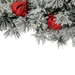 3' Pre-Lit Snowy Bristle Pine Artificial Christmas Swag, Warm White Led Lights