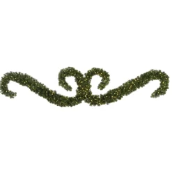 108" Pre-Lit Teton Double S Festoon Artificial Christmas Swag - Clear Led Lights