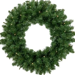 Pre-Lit Vernon Pine Artificial Christmas Wreath, 24-Inch, Warm White Led Lights
