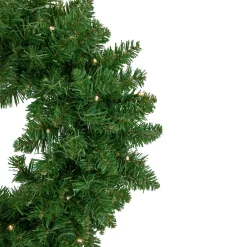 Pre-Lit Vernon Pine Artificial Christmas Wreath, 24-Inch, Warm White Led Lights