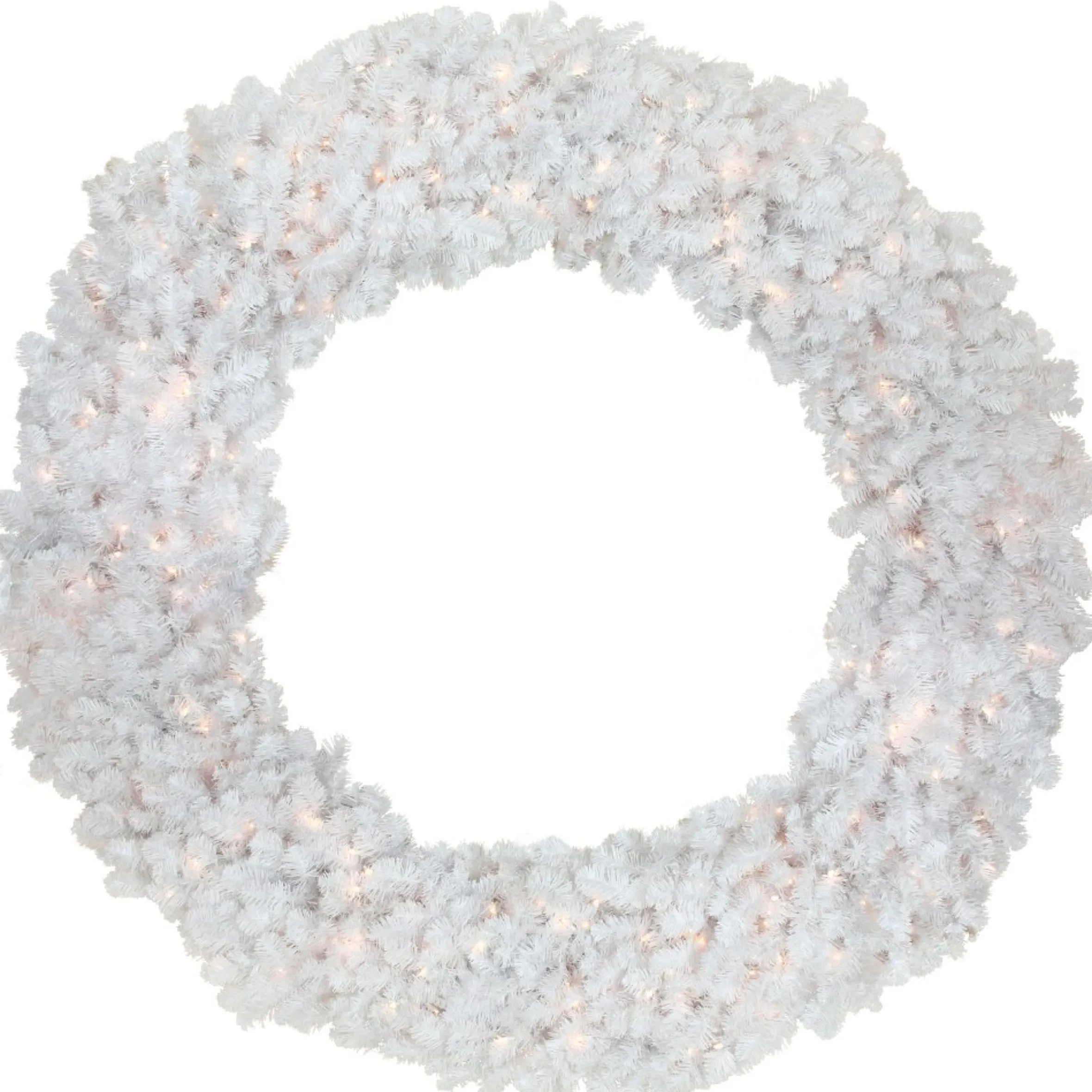 Pre-Lit White Commercial Snow White Pine Artificial Christmas Wreath - 6-Foot, Clear Lights