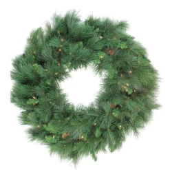 Pre-Lit White Valley Pine Artificial Christmas Wreath,48-Inch, Clear Lights