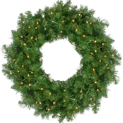 Pre-Lit Whitmire Pine Artificial Christmas Wreath - 24-Inch, Warm White Led Lights