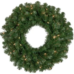 Pre-Lit Windsor Pine Artificial Christmas Wreath - 24-Inch, Clear Lights