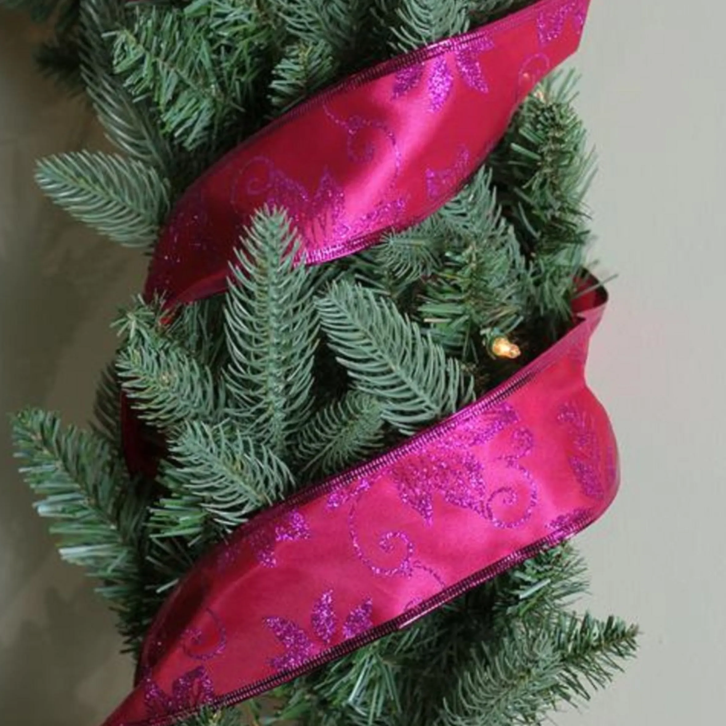 Purple And Pink Shimmering Wired Christmas Craft Ribbon 2.5" X 10 Yards