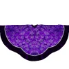 48" Purple And Silver Glittered Floral Christmas Tree Skirt