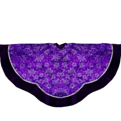48" Purple And Silver Glittered Floral Christmas Tree Skirt
