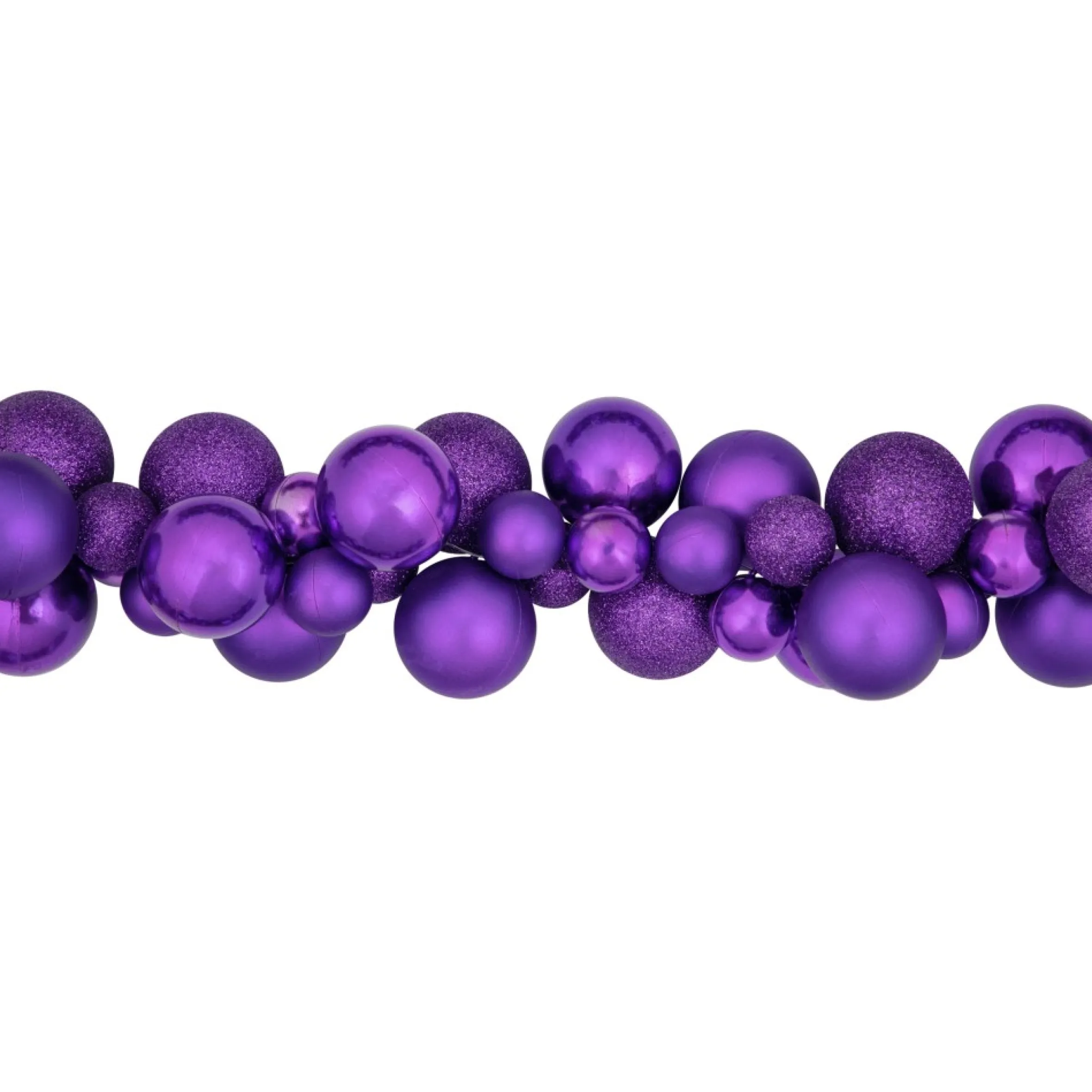 6' Purple 3-Finish Shatterproof Ball Christmas Garland