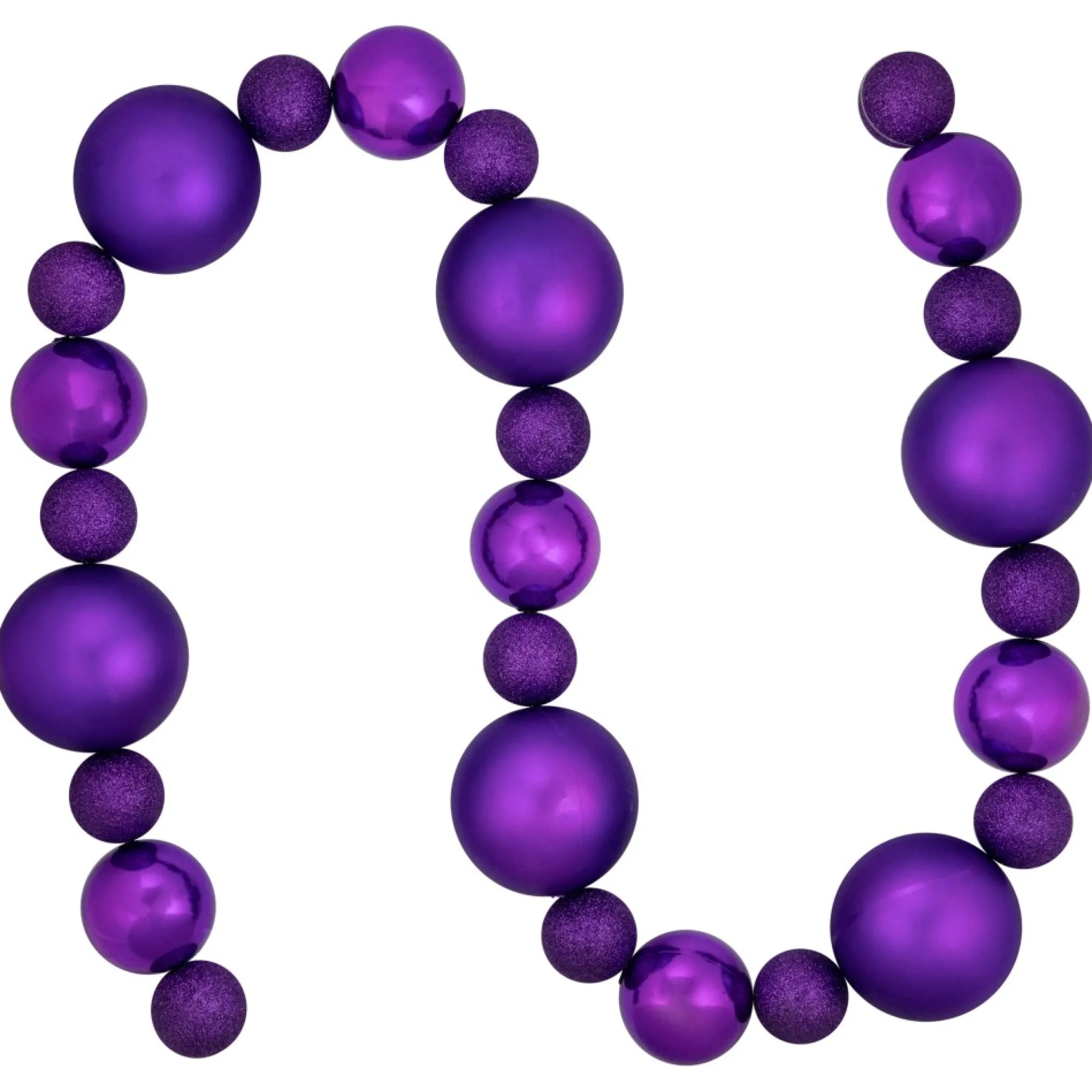 6' Purple Shatterproof Ball 3-Finish Christmas Garland